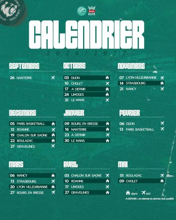 Calendrier saison 2026/2027 ! 